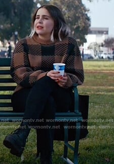 Annie’s brown check sweater on Good Girls