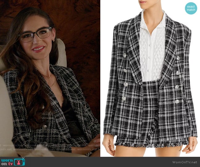 Tweed Plaid Blazer by Aqua worn by Nicole Zyana on Dynasty