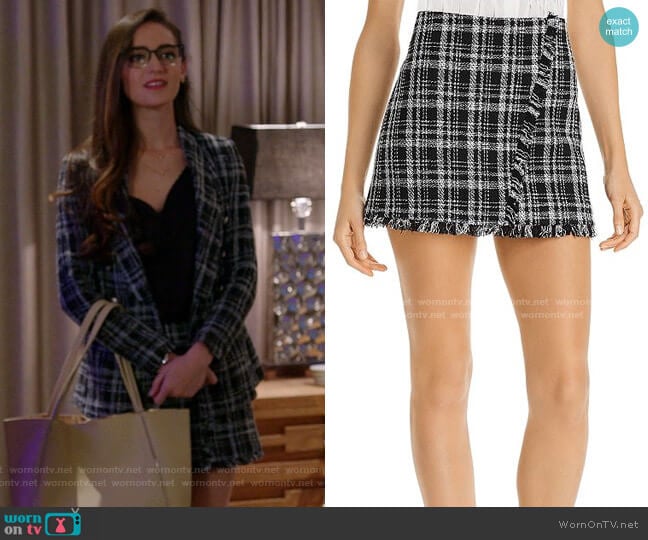 Tweed Plaid Mini Skirt by Aqua worn by Nicole Zyana on Dynasty