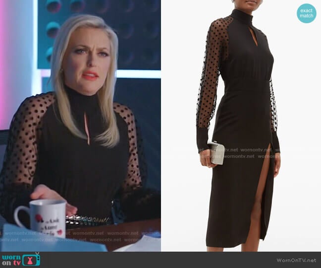 Polka-Dot Sleeve Dress by Balmain worn by Alexis Carrington (Elaine Hendrix) on Dynasty