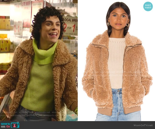 BB Dakota Teddy Or Not Faux Fur Bomber Jacket worn by Jorge Lopez (Jonny Beauchamp) on Katy Keene