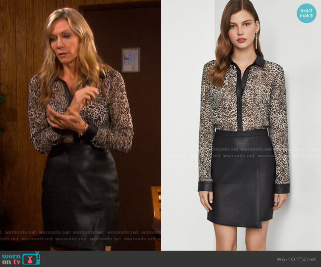 Leopard Shirt Dress by Bcbgmaxazria worn by Kristen DiMera (Stacy Haiduk) on Days of our Lives