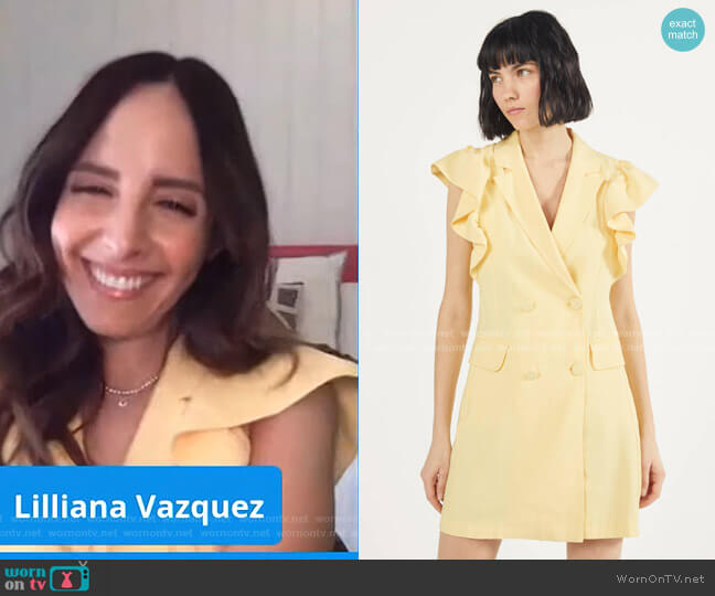 Blazer-style Gilet with Ruffles by Bershka worn by Lilliana Vazquez on E! News