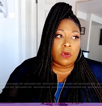 Loni’s black mesh bomber jacket on The Real