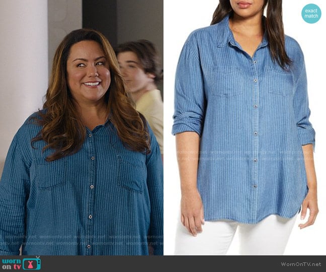 Stripe Shirt by Caslon worn by Katie Otto (Katy Mixon) on American Housewife