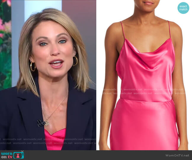 Marta Silk Cowlneck Cami Top by Cinq a Sept worn by Amy Robach on Good Morning America