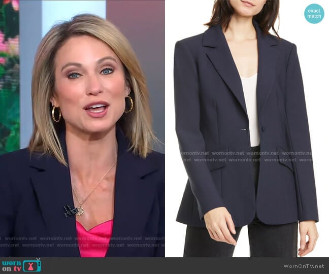 WornOnTV: Amy’s pink camisole and navy blazer on Good Morning America ...