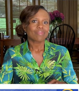 Deborah’s green leaf print blouse on Good Morning America