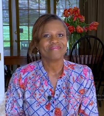 Deborah’s blue floral blouse on Good Morning America