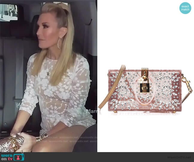 crystal embellished box clutch by Dolce & Gabbana worn by Tinsley Mortimer on The Real Housewives of New York City