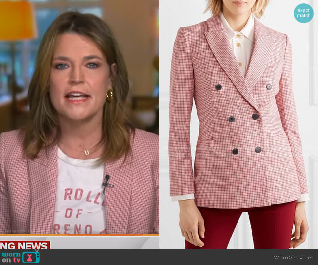 Double-Breasted Houndstooth Blazer by Cefinn worn by Savannah Guthrie  on Today