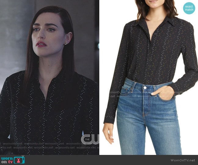 Inisse Print Shirt by Equipment worn by Lena Luthor (Katie McGrath) on Supergirl