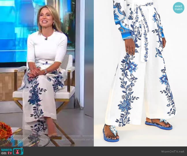 Arara Floral Linen Pants by Farm Rio worn by Amy Robach on Good Morning America