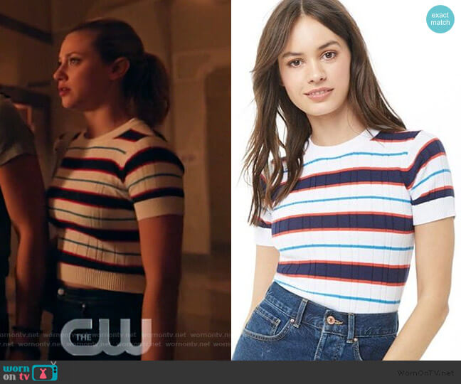 Striped Ribbed Top by Forever 21 worn by Betty Cooper (Lili Reinhart) on Riverdale