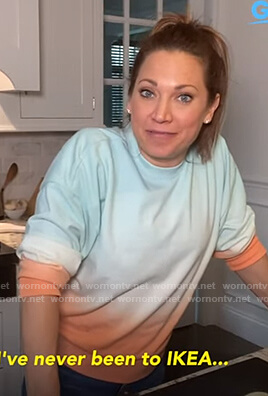 Ginger’s blue and orange ombre sweatshirt on Good Morning America