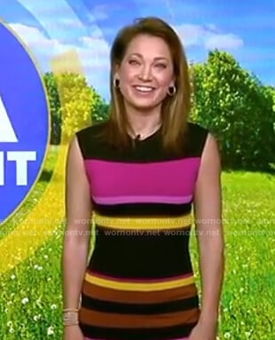 Ginger’s multicolor striped knit dress on Good Morning America