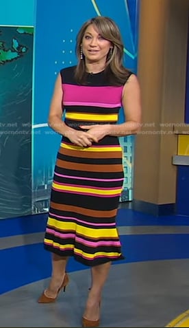 Ginger’s multicolor striped knit dress on Good Morning America