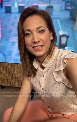 Ginger's pink print ruffle top on Good Morning America