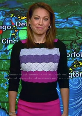 Ginger’s scalloped striped sweater on Good Morning America