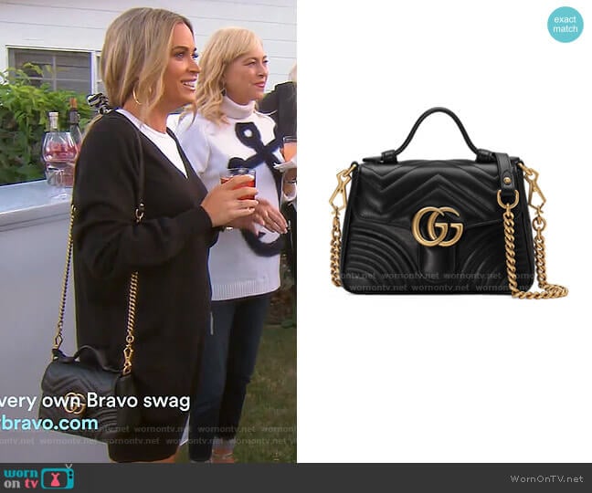 GG Marmont Mini Chevron Leather Satchel Bag by Gucci worn by Teddi Mellencamp Arroyave on The Real Housewives of Beverly Hills