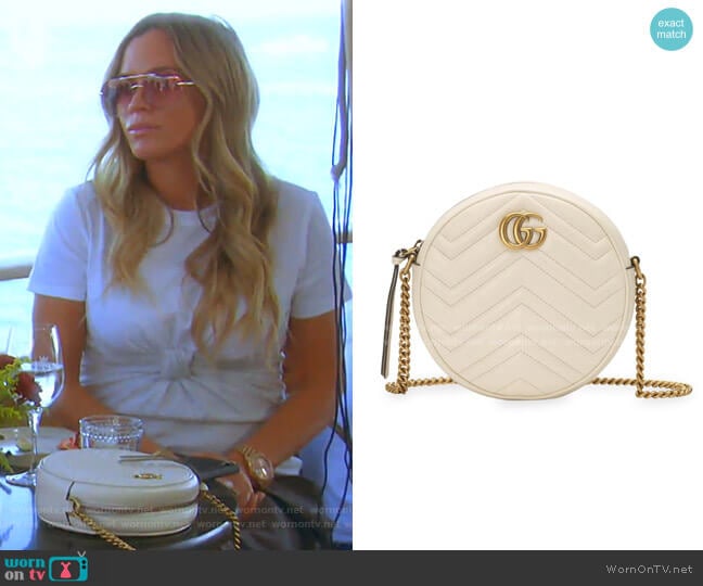 Mini Leather Canteen Shoulder Bag by Gucci worn by Teddi Mellencamp Arroyave on The Real Housewives of Beverly Hills