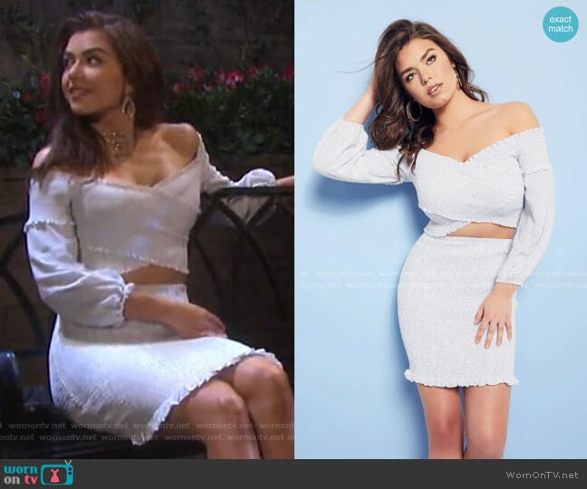 Trixie Striped Smocked Top and Skirt by Guess worn by Ciara Brady (Victoria Konefal) on Days of our Lives