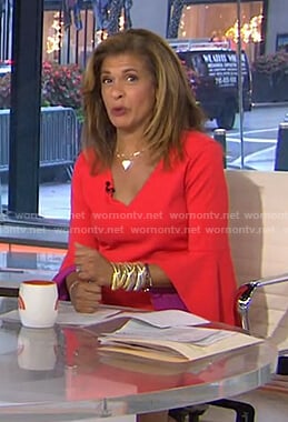 Hoda’s orange contrast bell sleeve dress on Today