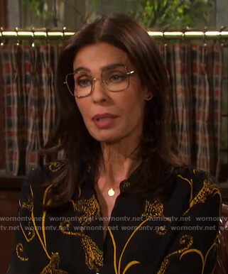 Hope’s black animal print blouse on Days of our Lives