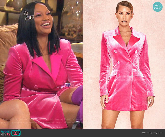 Velvet Blazer Dress by House of CB worn by Garcelle Beauvais on The Real Housewives of Beverly Hills