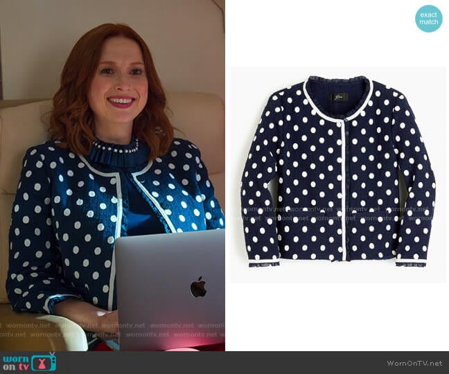 Jacket in Polka-Dot Textured Tweed by J. Crew worn by Kimmy Schmidt (Ellie Kemper) on Unbreakable Kimmy Schmidt