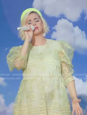 Katy Perry's yellow floral embroidered dress on Good Morning America