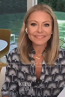 Kelly’s fan print blouse on Live with Kelly and Ryan