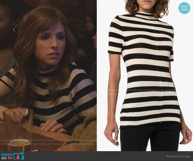 Nidia Striped Knit Top by Khaite worn by Darby (Anna Kendrick) on Love Life