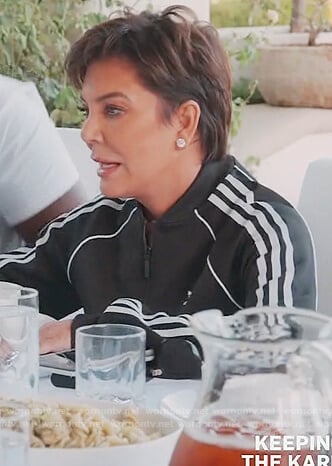 Kris’s black sunglasses and adidas jacket on Keeping Up with the Kardashians