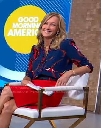 Lara’s blue floral blouse on Good Morning America