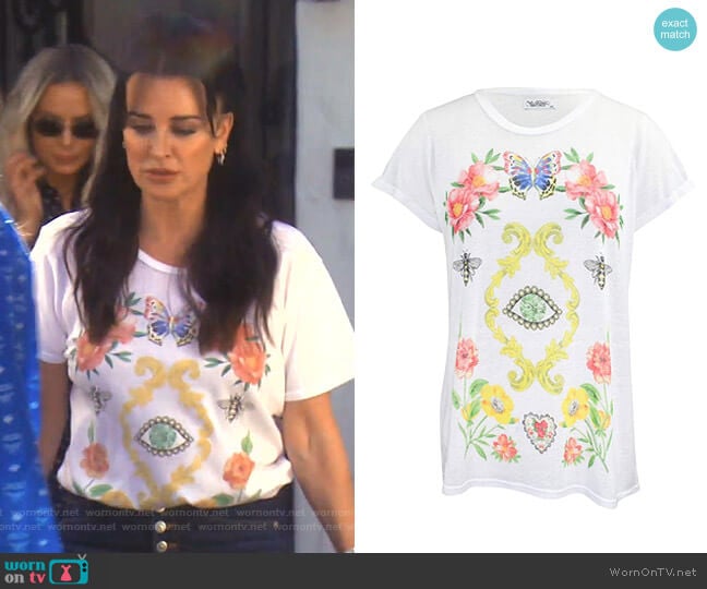 Magic Eye Floral Tee by Lauren Moshi  worn by Kyle Richards on The Real Housewives of Beverly Hills