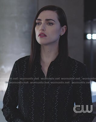 Lena’s black print shirt on Supergirl