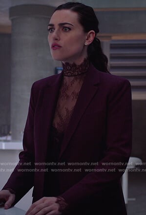 Lena’s burgundy blazer on Supergirl