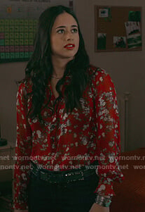 Liz’s red floral blouse on Roswell New Mexico