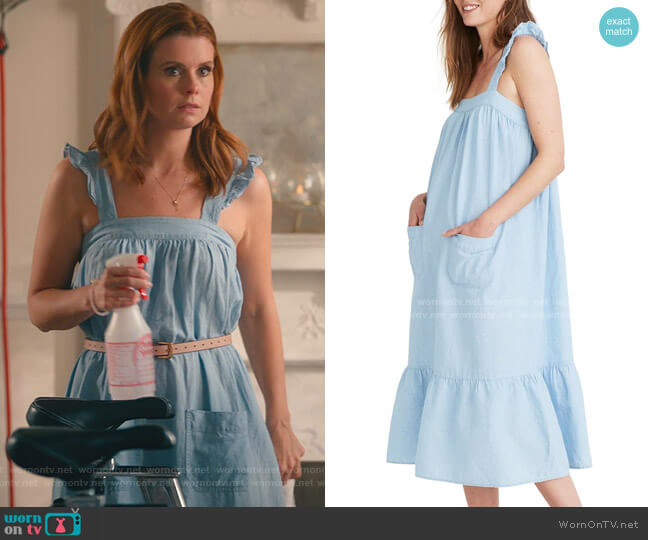 Ruffle Strap Tiered Chambray Maxi Dress by Madewell worn by Maddie Townsend (JoAnna Garcia Swisher) on Sweet Magnolias