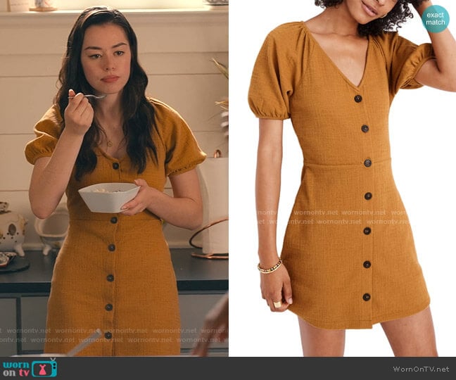 Texture & Thread Puff Sleeve Dress by Madewell worn by Annie Sullivan (Anneliese Judge) on Sweet Magnolias