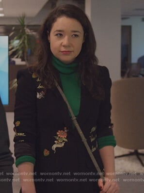 Marissa’s black embroidered blazer on The Good Fight