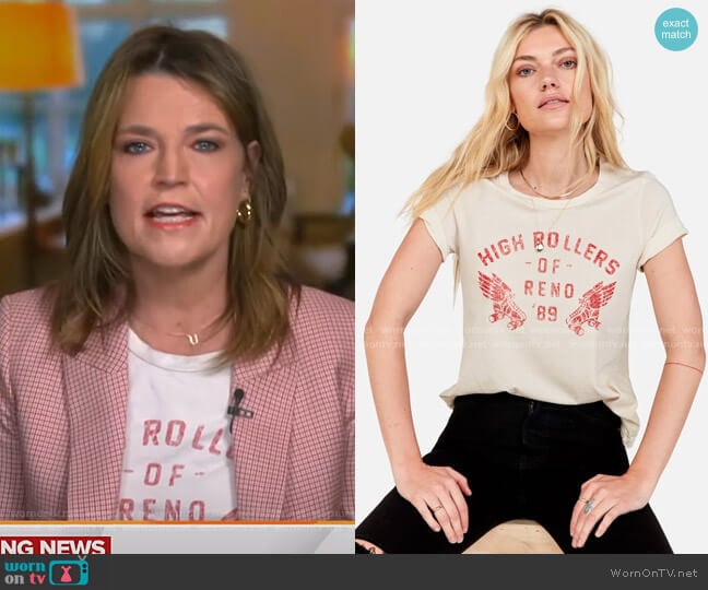 Classic Crew Graphic T-Shirt by Mate the Label worn by Savannah Guthrie on Today