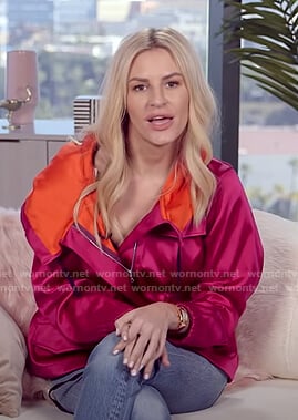 Morgan’s pink zip front jacket on E! News Daily Pop