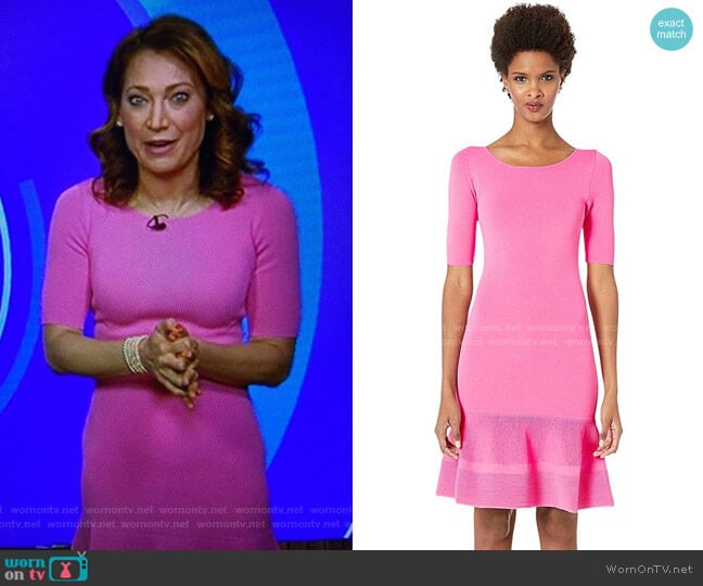 1/4 Sleeve Drop Hem Dress by Boutique Moschino worn by Ginger Zee on Good Morning America