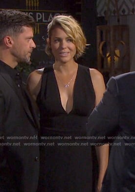 Nicole’s black crisscross back dress on Days of our Lives