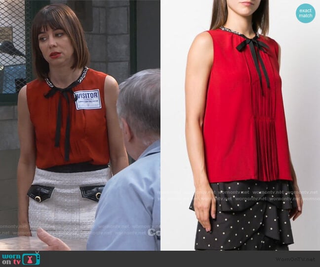 Pleated Bow Tie Blouse by No. 21 worn by Elizabeth (Natasha Leggero) on Broke