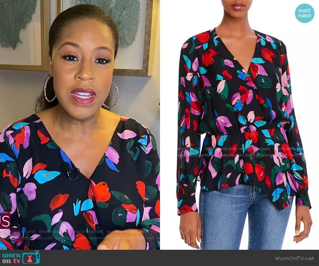 Alyssa Floral Peplum Blouse by Parker worn by Sheinelle Jones on Today