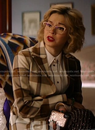 Pepper’s brown check blazer on Katy Keene