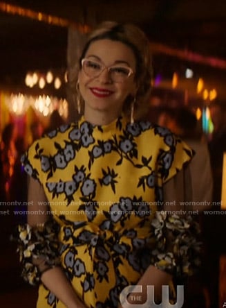 Pepper’s yellow floral gown on Katy Keene